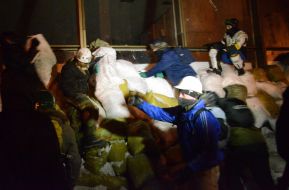 Protesters near the Ukrainian House