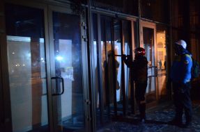 Protesters near the Ukrainian House