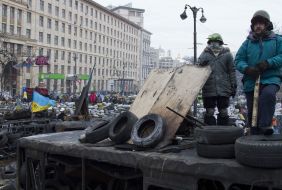 Protesters at the barricades
