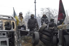 Protesters at the barricades