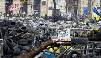 Protesters at the barricades