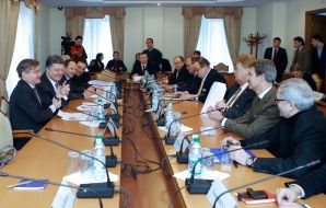 Sergey Tigipko, Petr Poroshenko and Grigory Nemyrya