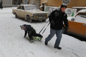 Snow removal in Lvov