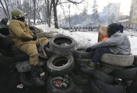 Protesters at the barricades
