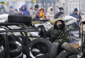 Protesters at the barricades
