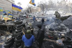 Protesters at the barricades