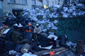 Protesters at the barricades