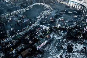 Barricades on the street Hrushevskoho