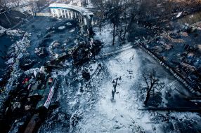 Barricades on the street Hrushevskoho