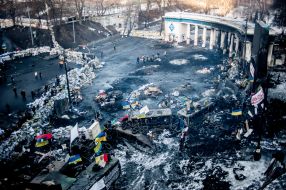 Barricades on the street Hrushevskoho