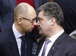 Arseniy Yatsenyuk and Petr Poroshenko
