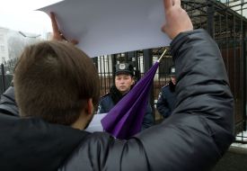 The flash mob in support of the Russian TV channel