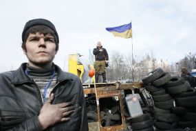 Protesters on barricades