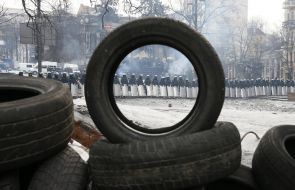Barricade on the Grushevskogo street