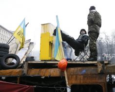 Protesters on barricades
