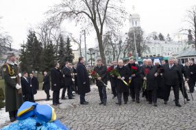 Participants of ceremony of laying-on of flowers