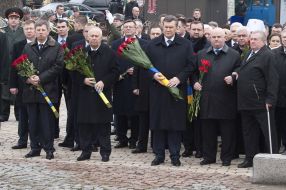 Participants of ceremony of laying-on of flowers