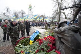 Participants of ceremony of laying-on of flowers