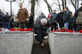 Participants of ceremony of laying-on of flowers