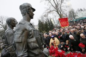 Participants of ceremony of laying-on of flowers