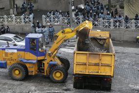 Cleaning on the street. Hrushevskoho