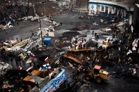Cleaning on the street. Hrushevskoho