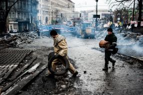 Cleaning on the street. Hrushevskoho