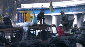 Protesters at the barricades