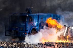 Law enforcers on Instytutska street