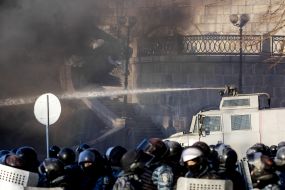 Law enforcers on Instytutska street