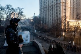Law enforcers on Instytutska street