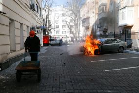 Protesters near the "Party of Regions" office