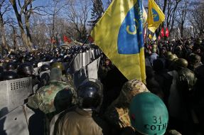 Law enforcers and protesters