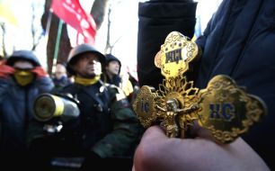 Law enforcers and protesters
