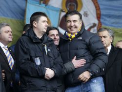 Mikheil Saakashvili, Vyacheslav Kirilenko and Giorgi Baramidze