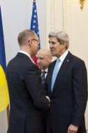 John Kerry, Arseniy Yatsenyuk and Aleksandr Turchinov