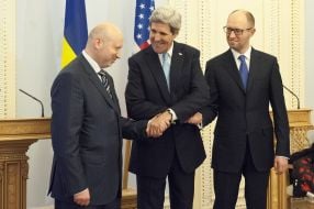 John Kerry, Arseniy Yatsenyuk and Aleksandr Turchinov