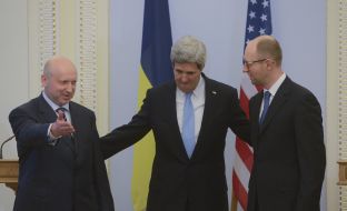 John Kerry, Arseniy Yatsenyuk and Aleksandr Turchinov