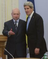 John Kerry, Arseniy Yatsenyuk and Aleksandr Turchinov
