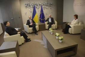 Jose Manuel Barroso, Catherine Ashton, Arseniy Yatsenyuk and Herman Van Rompuy