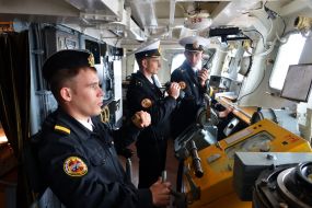 Crew of Ukrainian frigate Hetman Sahaydachniy