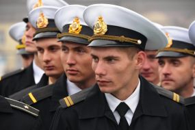 Crew of Ukrainian frigate Hetman Sahaydachniy