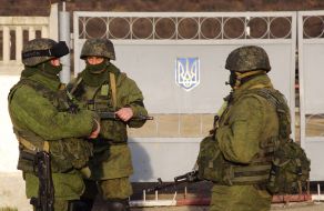 Servicemen block military unit