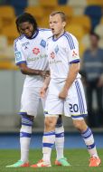Soccer. Dynamo - Metalurg. Dieumerci Mbokani and Oleg Gusev
