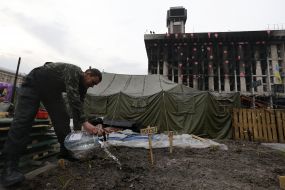 Огород на Майдане Незалежности в центре Киева