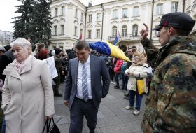 Judges go out from building of the Supreme court of Ukraine