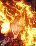 Burning Putin's portrait
