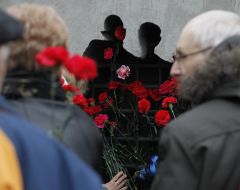 Participants of ceremony of laying-on of flowers