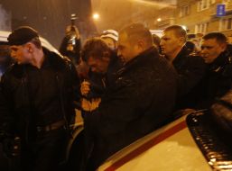 Presidential candidate Oleg Tsarev was pelted with eggs