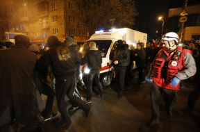 Presidential candidate Oleg Tsarev was pelted with eggs